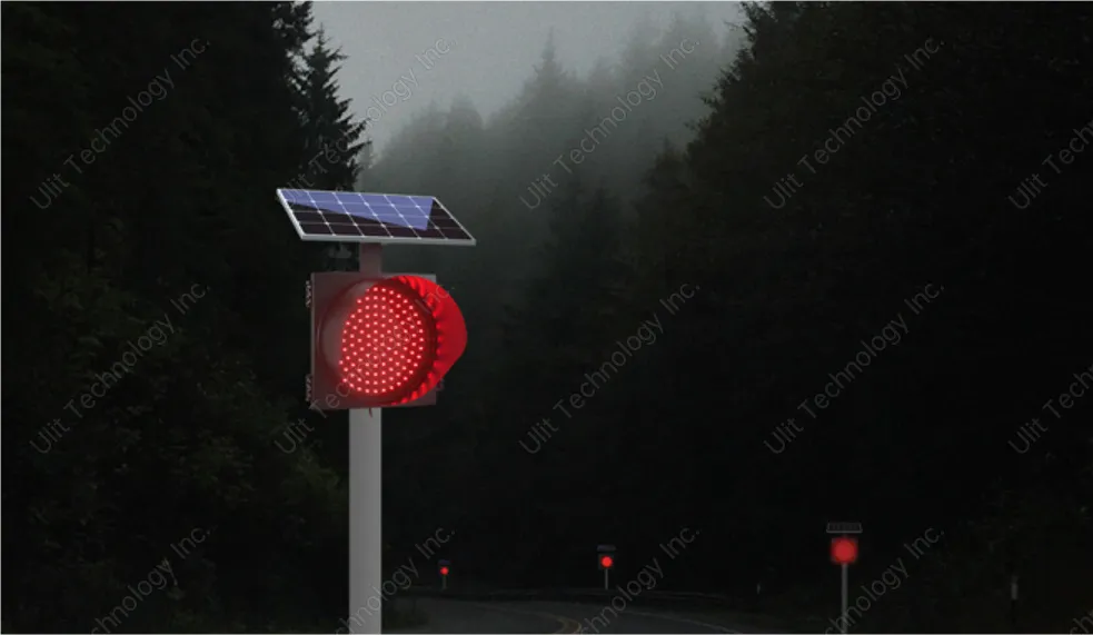 Red Flashing Traffic Light Mounted on Pole Red Flashing Traffic Light Mounted on Pole