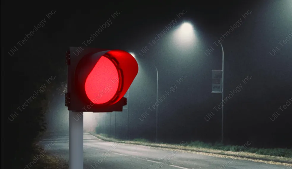 Blinking Red Light Traffic at Night Blinking Red Light Traffic at Night